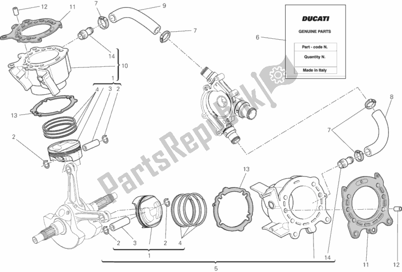 Toutes les pièces pour le Cylindres - Pistons du Ducati Diavel White Stripe 1200 2013